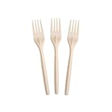 Yoaier Heavy Duty Forks 50 Pack - 6.7 Inch Extra Strong Disposable Forks, Eco-Friendly Plant-Based Cornstarch Utensils for Party, BBQ, Catering (Ivory)