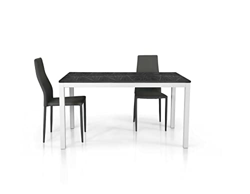 Mar.C.A. Design - Mesa Extensible Con Apertura De Libro Para Comedor O Salón, Con Estructura De Color Blanco Y Acabado De Mármol Y Diseño Moderno, Cerrado 120 X 80 Cm, Abierto, 170 X 80 Cm, Fabricado Mar.C.A. Design - Mesa Extensible Con Apertura De Libro Para Comedor O Salón, Con Estructura De Color Blanco Y Acabado De Mármol Y Diseño Moderno, Cerrado 120 X 80 Cm, Abierto, 170 X 80 Cm, Fabricado