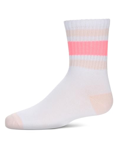 MeMoi Girls Neon Stripe Cotton-Rich Crew Sock3