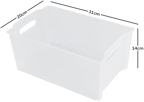 Afromy Set of 6 Plastic Stacking Open Storage Boxes for Freezer, Household Storage Baskets, Rectangular Box, Clear, f