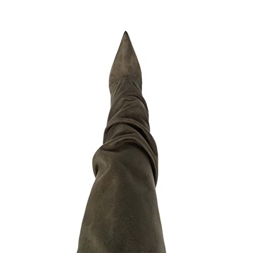 FSJ Women Stretchy Slouch Thigh High Boots Pointed Toe High Heel Pull On Elegant Party Evening Dress Ladies Shoes Size 4-15 US4