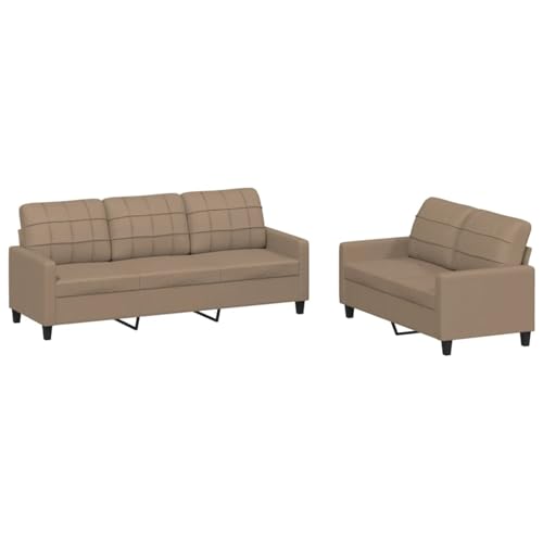 Snsowed 2-TLG. Sofagarnitur mit Kissen Cappuccino-Braun Kunstleder, Sofa Mit Relaxfunktion, Couchgarnitur, Wohnzimmer Sofa, Couch, Sofa Set 3201382 – Bild 4