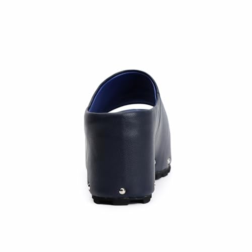 Image of XOBZJH Long-Hair Calfskin Chunky Clog Slide for Women - Memory Foam Luxury Slip on Shoes Women's Mules & Platform Clogs,Designer Mules for Women 2025