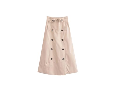 Women's Summer Elegant High Waist Button-Up Skirts with Belt