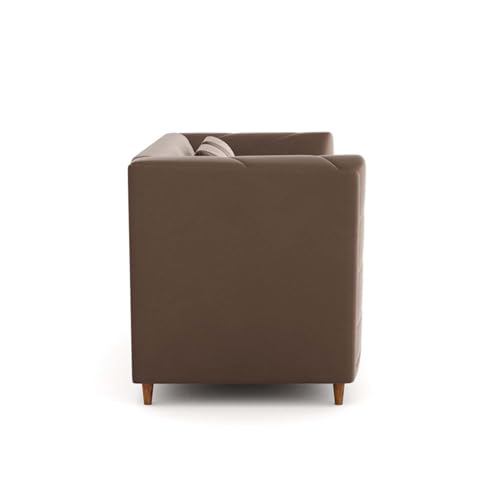 Image of Amazon Brand - Solimo Corell Tufted Velvet Fabric 2 Seater Sofa for Living Room Furniture (Brown)|3 Year Warranty