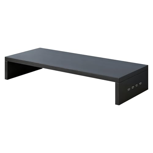 Monitor Stand Riser-Estante de escritorio 50x20x7.7cm, plataforma ventilada de madera, organizador USB de 4 puertos con fuerte soporte | Estación de trabajo de la estación portátil para la computadora
