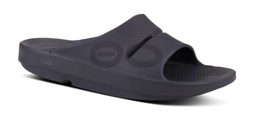 OOFOS OOahh Recovery Slide - Unisex (Matte Black Logo, US Footwear Size System, Adult, Women, Numeric, Medium, 13)