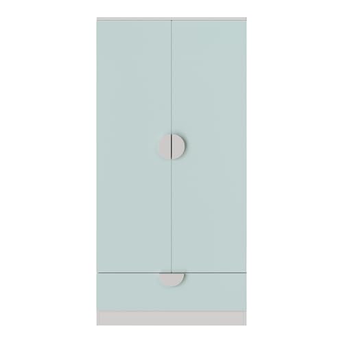 Miniatura 7 de En.Casa Armario Ropero Infantil Sandnes Con Cajón Y Barra Para Colgar Armario Infantil Para Ropa Accesorios 2 Puertas Con Tiradores 123 X 60 X 40 Cm - Blanco Verde Menta