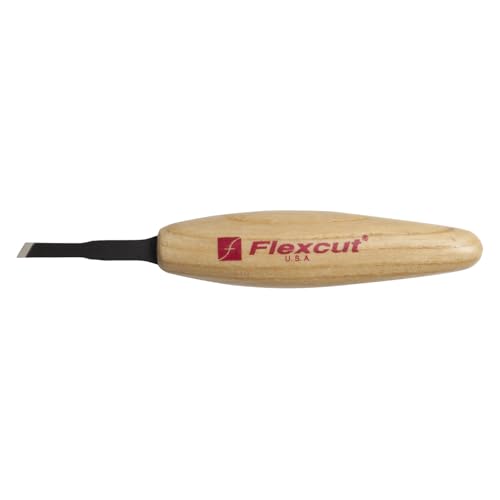FLEXCUT Wood Carving Tools | Micro Skew, 3/16 Inch (5 mm) | Razor Sharp 1095 High Carbon Steel Cutting Blade | Ergonomic Ash Hardwood Handle | MT17 | Made in the U.S.A.
