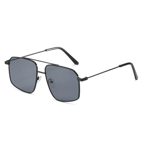 Lunettes de soleil rétro à double pont en métal noir tendance UV400 pour femme