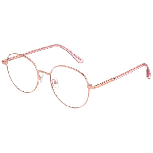Image of Dollger Round Blue Light Blocking Glasses for Women Men Circle Clear Lens Metal Frame Computer Gaming Eyeglasses Blue Light Glasses