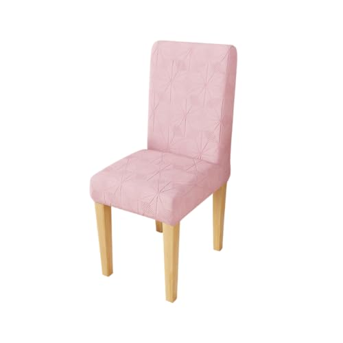 Image of Lukzer Elastic Dining Chair Cover - 1PC Pastel Pink Starlight | Textured High Stretch Jacquard Seat Cover | Removable Washable Short Dining Chair Cover Protector Seat Slipcover | (CC-144-01)