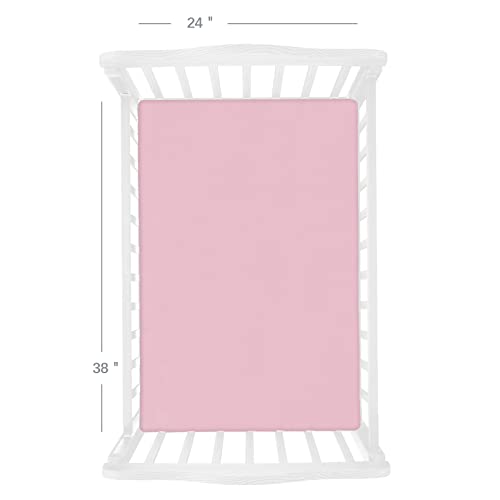 Biloban Mini Crib Sheets Fitted, 2 Pack Mini Crib Sheet Fits for Mini Crib Mattress, Neutral Mini Crib Sheets for Baby Boys and Girl, Grey & Pink, 38”X 24”
