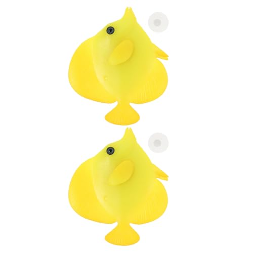 GALPADA 2 Piezas Peces Artificiales Luminosos para Acuario, de Silicona Realista, Decoración Flotante para Peceras y Estanques, Pez Falso Brillante Color Dorado para Ambiente Marino y