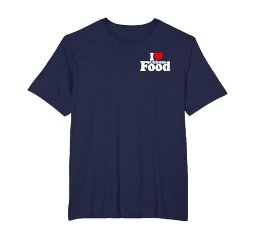 I Love Heart Chinese Food Cuisine T-Shirt, Men's Big and Tall, Navy Blue, 5X Tall