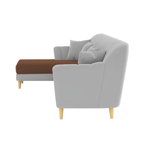 Image of Atticus LHS 6 Seater L Shape Sofa Set for Living Room (Brown Grey Fabric) Premium Fabric Sofa Set