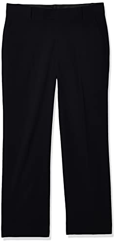 Calvin Klein Boys Flat-Front Bi-Stretch Dress Pant, Straight Leg Fit & Hemmed Bottom, Belt Loops & Functional Front Pockets, Navy, 4
