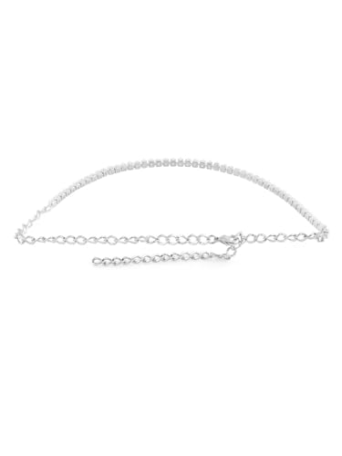 Juego de joyas bañadas en plata con circonitas cúbicas blancas pendientes y collar latón