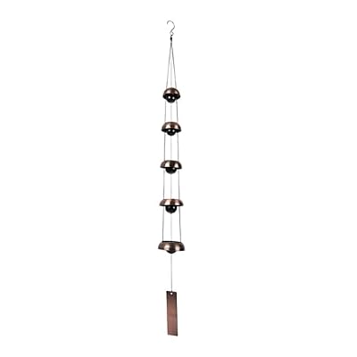 Reicyfang Wind Chimes for Outside, Bell Wind Chimes Temple Wind Bell Copper Wind Chimes with 5 Bells, Temple Wind Chime Feng Shui Wind Chimes, Memorial Wind Chime Musically Tuned Chime, Garden Decor