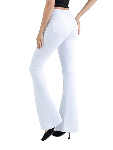 Women’s High Waisted Stretch Flare Jeans Destroyed Curvy Bootcut Denim Long Pants