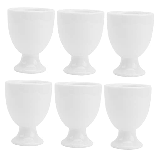 Garneck 6pcs Breakfast Egg Trays Porcelain Egg Cups Holders Easy to Fit Racks Kitchen Essential Stylish Saucers for Family and Friends