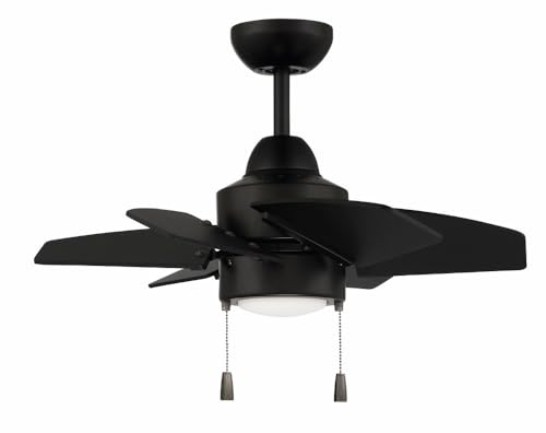 Craftmade PPT24FB6 Propel II 24" Indoor/Outdoor Damp Location Small Ceiling Fan with LED Lights & Pull Chain, 6 ABS Blades, Flat Black thumbnail 5