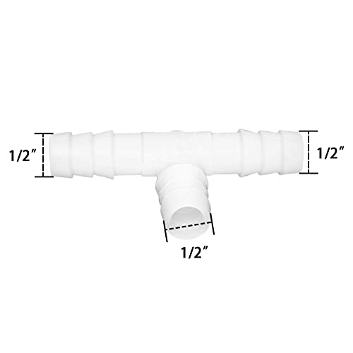 JoyTube Plastic 1/2" ID Hose Barb Fittings, Equal Barbed Tee Pipe Connectors 3 Way Joint Splicer Mender Union Adapter for Boat Aquarium, Pack of 6 by JoyTube - Used condition - Image 2