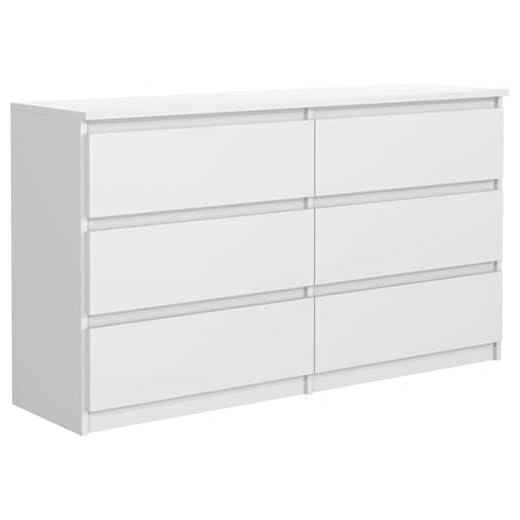 meble masztalerz Cómoda Blanco Mate con 6 cajones - 120x78,5x39 cm - Comoda Dormitorio - Casa - Oficina - Cajonera Armario Interior - Mueble Salon - 120 cm