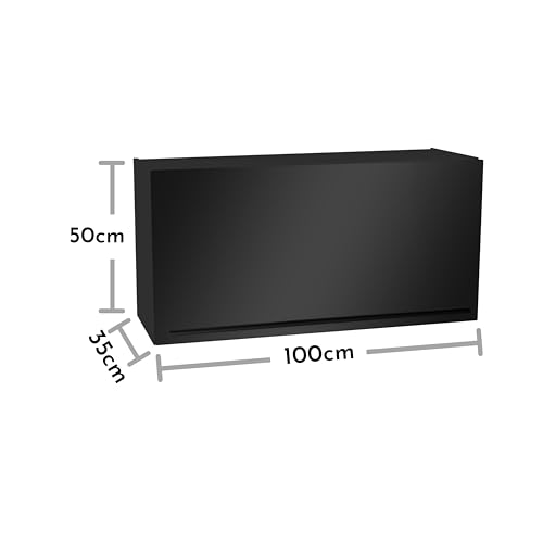 Jazz Moderner Hängeschrank Küche mit Liftfunktion in Schwarz matt - Geräumiger Küchenschrank mit viel Stauraum - 100 x 50 x 34,6 cm (B/H/T)