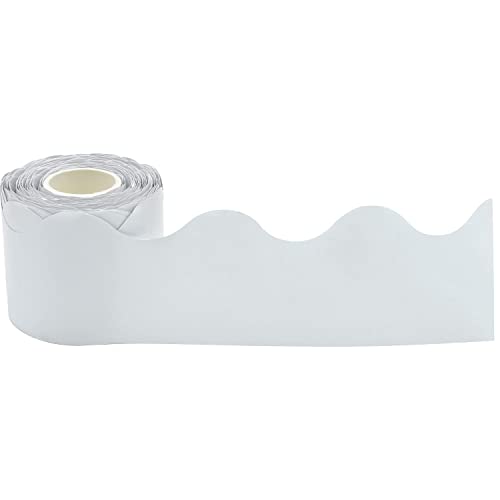Borde ondeado blanco para carteleras, pack de 3 rollos de 15 metros, cenefa de papel escolar 3