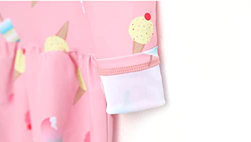 Ozkiz 'Sweet Ice' Girls Swimsuit Long Sleeve Rash Guard 3-Piece Set Toddler_Pink 3T-7Y3