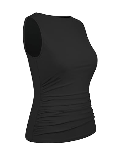 Firpearl Women's High Neck Underwire Tankini Tops Tummy Control Bathing Suit Top Modest Swim Tank Top Only4