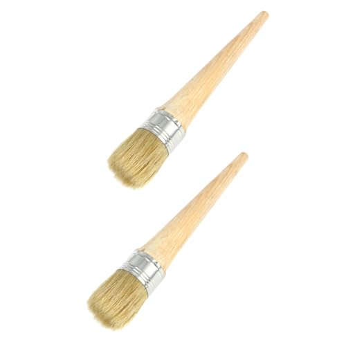 NIYANGLE 2 Piezas Pinceles Redondos de Cerdas Duras para Pintura Mango de Ergonómico para Pintura al Óleo Acrílica y Barniz para Artistas y Decoración del Hogar