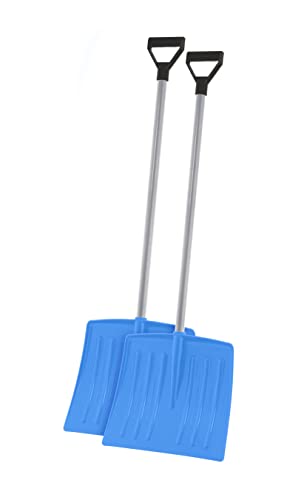 Image of Superio Kids Snow Shovel Plastic Small Shovel for Snow Removal with Wooden Handle Heavy Duty 12 inch Blade, Blue 2 Pack