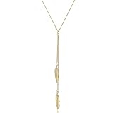 SA HEXISHIJIA 925 Sterling Silver Feather Necklaces for Women, Y-shaped Pendant Necklace Trendy Jewelry Silver Statement Long Chains Birthday Party(Gold Color)