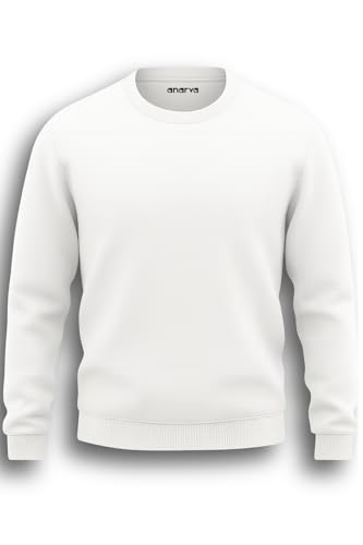 Image of Amazon Brand - Anarva Men's Cotton Sweatshirt | Regular Fit Winter Pullover for Men | Casual Crew Neck Full Sleeve Sweatshirt for Everyday & Outdoor Wear