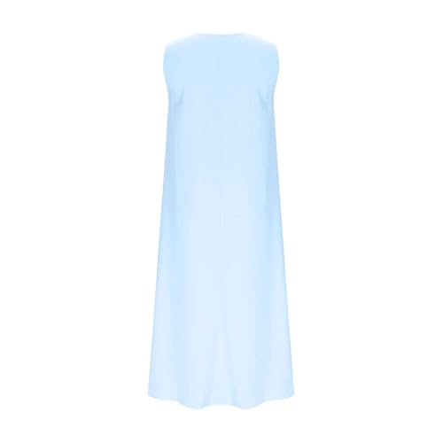Robe d'été fluide pour femme en couleur unie décontractée col en U - 3