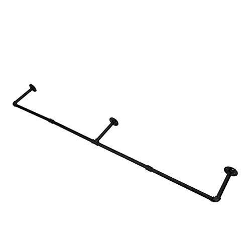 ZAWELIYO Riel para Ropa de Tubería Industrial, Barra Colgante Retro Resistente para Dormitorio, Cuarto de Lavado, 70,9x3,3x10,4 Pulgadas, Carga de 132lb