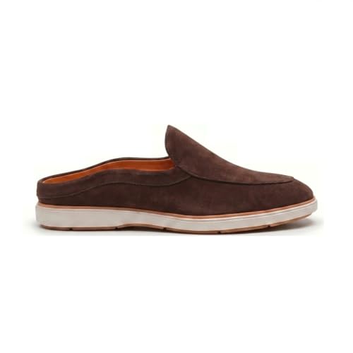 Image of HAYES LONDON Riviera Italian Suede Leather Backless Slip-On Mule Loafers for Men | Casual Summer Walk Half Shoes | Comfortable Open-Back Driving Loafers