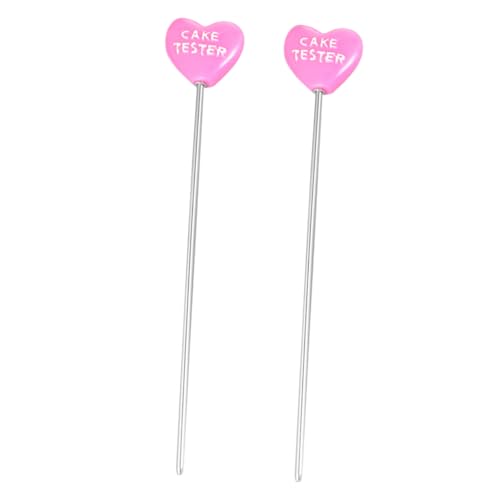 Unomor 2Pcs Stainless Steel Cake Tester Probes Heart Pattern Baking Tool Easy to Clean for Cake Bread Muffin Testing Reusable Skewers for Home Baking