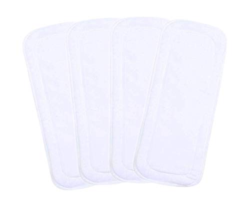 The Little Lookers Washable 4 Layer Reusable Nappy Cloth Liners & Microfiber Diaper Insert Pads (White)