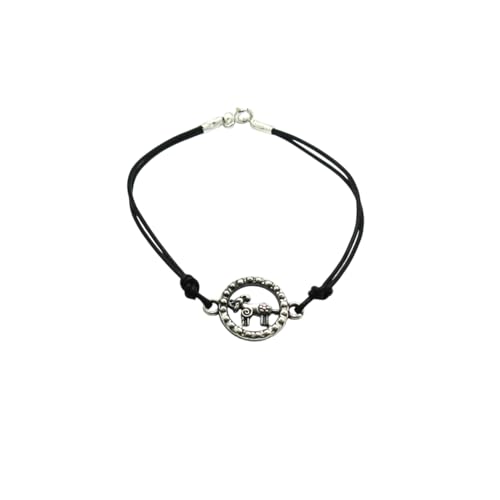 Bracelet argent massif 925 zodiaque Bélier cordon cuir véritable
