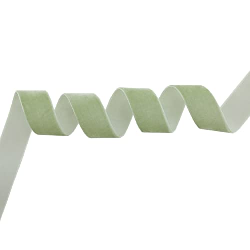 Dindosal Sage Green Velvet Ribbon 1 Inch Single Face Velvet Ribbon For Gift Wrapping, Hair Bows, Choker, Wedding Decorations, Cafts, Bouquets, Baby Shower - 10 Yards #TOP2