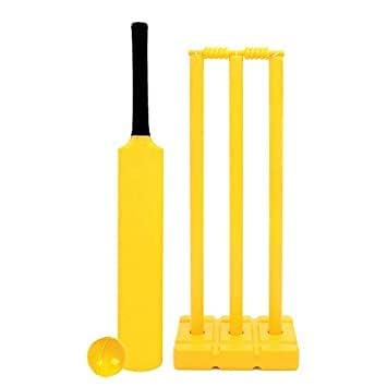 KR Plastic Cricket Set with Bat, Ball and Wickets, Yellow, Outdoor Garden Game-image-37