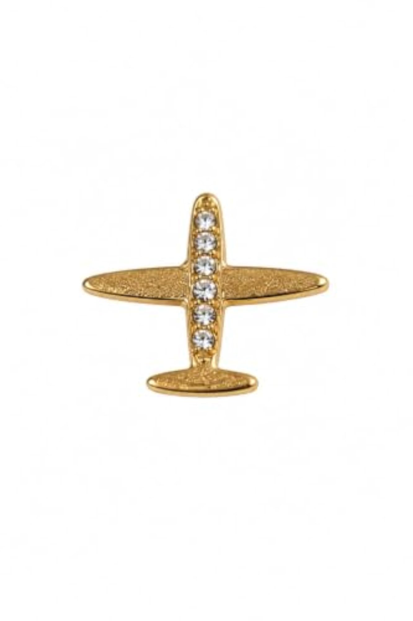 Gold-Finish Airplane Brooch with Crystal Embellishments