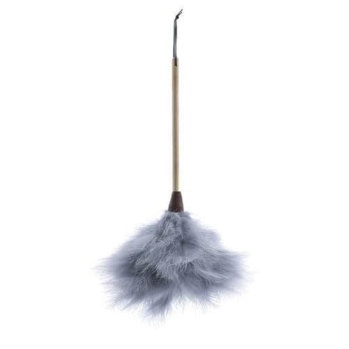 Plumero De Plumas De Avestruz Gris con Herramienta De Limpieza De Polvo De Madera. Plumas Suaves. Plumero Mullido Reutilizable(S)