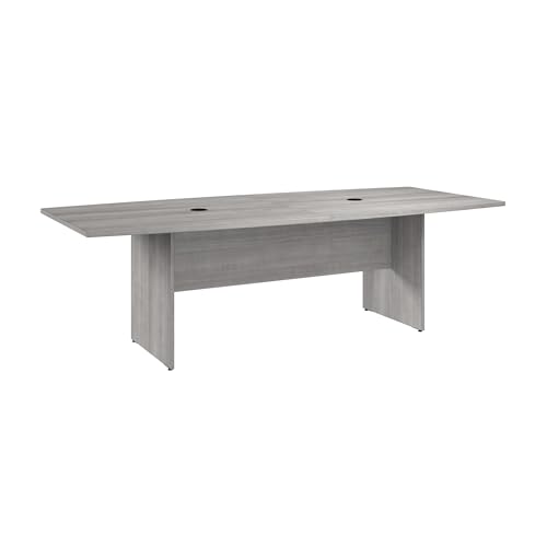 Bush Business Furniture 96-inch Office Conference Table with Wood Base, Boardroom Meeting Space for 8 Users, Platinum Gray