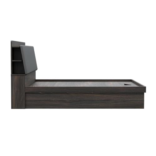 Image of Wakefit Atlas King Storage Engineered Wood Bed with Hydraulic Mechanism with Thunder Cloud Upholstered Headboard