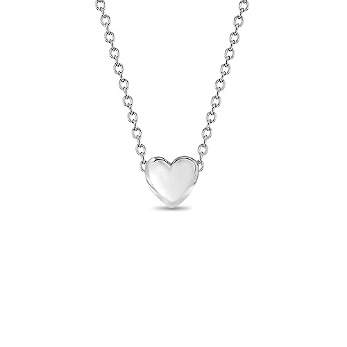 925 Sterling Silver Dainty Puffed Heart Little Girls & Teen Necklace 16