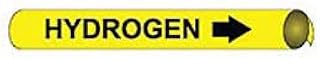 Pipe Marker - Precoiled and Strap-on - Hydrogen, Yellow, For Pipe 3-3/8